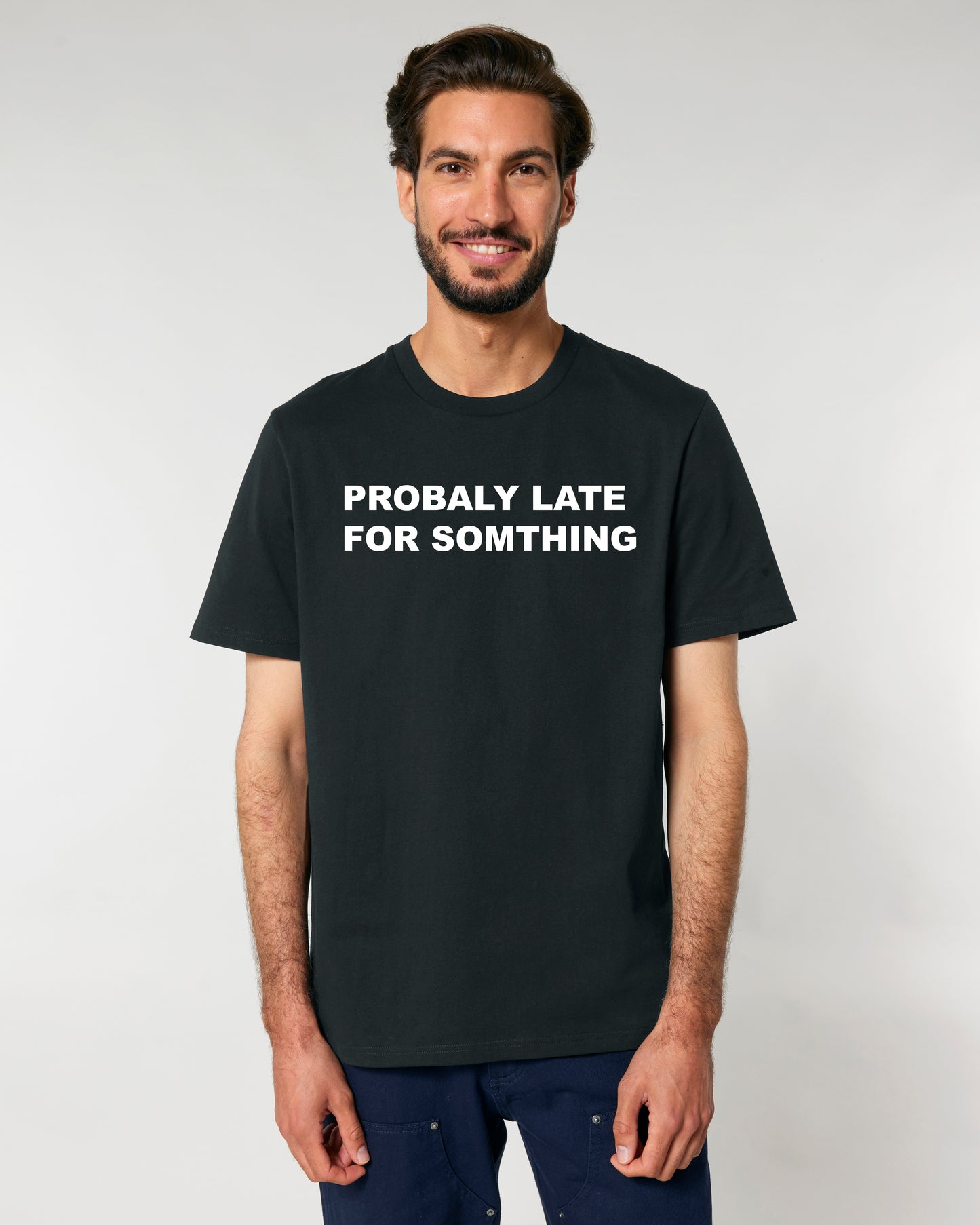 Black Unisex T-shirt "LATE"